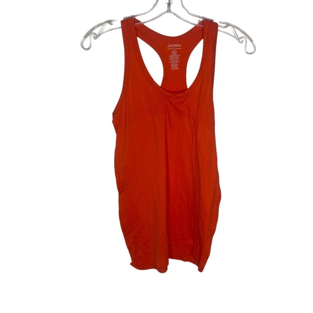 Jockey Womens Orange Seamless Racerback Tank Top Size M Athletic Activewear